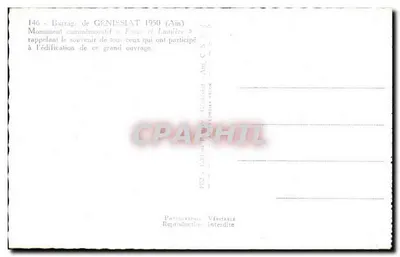 Barragem de GENISSIAT — Monumento comemorativo « Força e Luz » — Edição Génissiat (Ain) n°146 — Verso