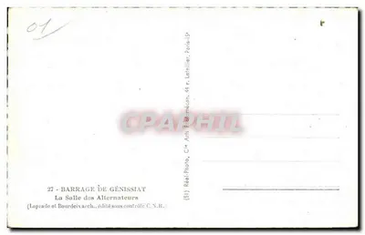 Barragem de Génissiat — Sala dos Alternadores — editor Laprade e Bourdoix — Verso