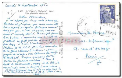 Divonne-les-Bains — Ogólny widok z lotu — Fotografia z lotu Cigérin-Neuf, Lyon, n° 01 — Rewers