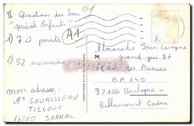 Bilhete postal antigo Boas-vindas do Trem de Bourg — Verso