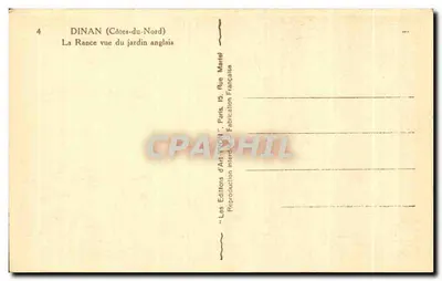 Dinan (Côtes-du-Nord) — Rzeka Rance z ogrodu angielskiego — Wydawnictwo Sztuki Yvon, Paryż — Rewers