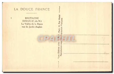 Dinan (C.-du-N.) — Dolina Rance widziana z Angielskiego Ogrodu — Les Éditions d'Art YON, Paryż — Rewers