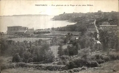 Trestraou — Vista geral da Praia e dos dois Hotéis — Holotype Vasselière, Nantes