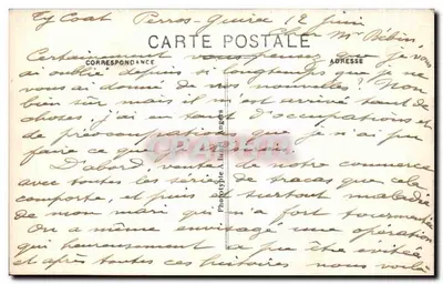Perros-Guirec (C.-du-N.) — De Strand van Trestraou gezien door de bomen van de oprij naar Clarté — A. B. n°152 — Achterkant