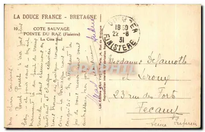 Pointe du Raz — Costa selvagem — Les Éditions d'Art YVC, Paris, n°10 — Verso