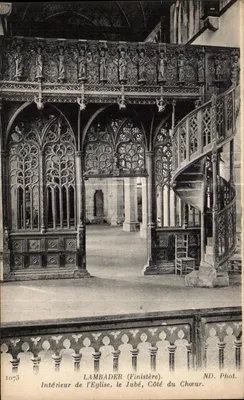 Lambader (Finistère) — Interior da Igreja, o jubé do lado do coro — ND. Fot.