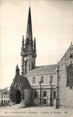Landivisiau (Finistère) — A Igreja, a Torre da Igreja — ND