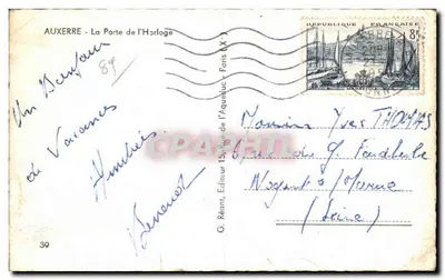 Auxerre — Porte de l'Horloge — widok ulicy Aqueduc — wydawca G. Réant, nr 39 — Rewers