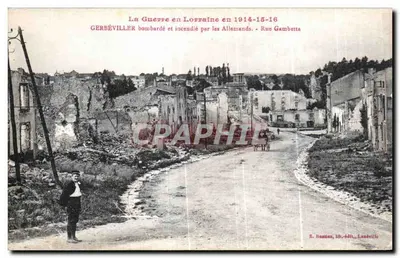 Gerbéviller — destructions après bombardement allemand — R. Baudin, lith. Luneville