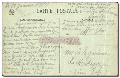 Bilhete postal antigo Le Thillot Cidades e fábrica de Fresse Os balões da Alsácia e a Servance — Verso