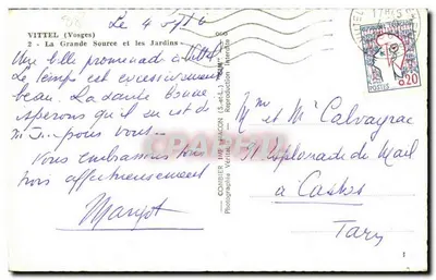 VITTEL (Wosgi) — Wielka źródło i ogrody — Combier (S.ecl.) — Rewers
