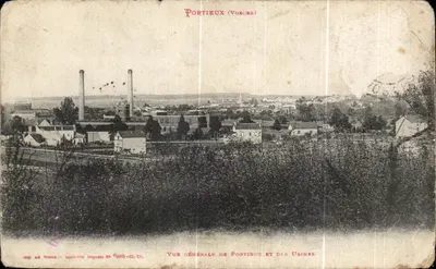 Stara pocztówka Portieux — ogólne widok Portieux