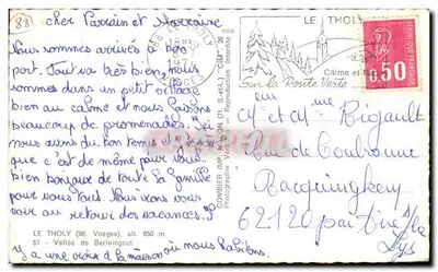 Bilhete postal antigo Le Tholy Valle de Berleingout — Verso