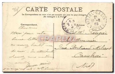 Vosges - 60 - VITTEL, Ogólny widok — papier wydawcy 'PAPIERS BOUVET PRINTEURS' — znaczek 10c — Rewers