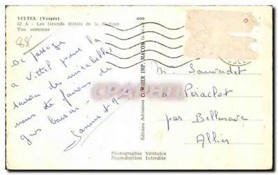 Vittel (Vosges) — Wielkie Hotele Stacji — Wydawnictwo Aériennes Combier — Rewers