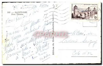 Saint-Dié-des-Vosges — Rue Thiers — Éditions du Globe — Verso