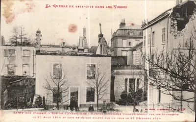 Saint-Dié (Vosges) — Rue du 10e Bataillon — Danos de guerra — Ad. Weilck, Saint-Dié, n° 1124