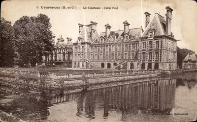 Bilhete postal antigo Courances O Castelo Lado Sul