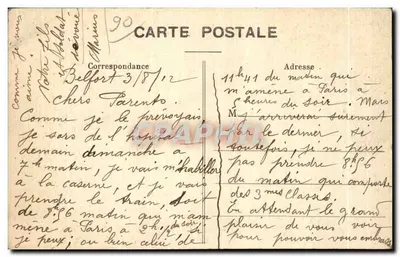 Belfort — Cuartel Friedrichs, ocupado por el 35° Regimiento de Infantería de Línea — A. et H. C. — Reverso