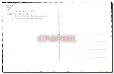 Belfort — La Plaza Corbis, la Savoureuse y el Faubourg des Ancêtres — Edición BRARD — Reverso