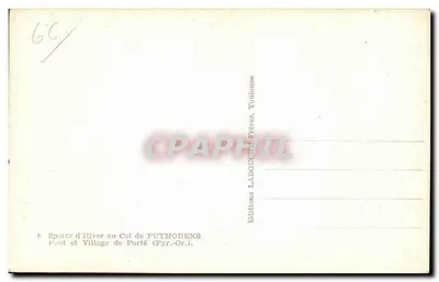 Ponte e Vila de Porté — Esportes de Inverno no Col de Puymorens — Editor LABOUCHE Frères, Toulouse — Verso