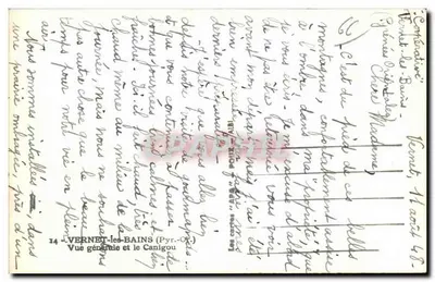 Vernets-les-Bains (Pirineos-Orientales) — vista general y el Canigou — editor APA — Reverso