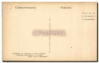 O Hall — Domínio do Senador Lazare Weiller em Sélestat (Bas-Rhin) — Lévy et Neulieux Réénes — Verso