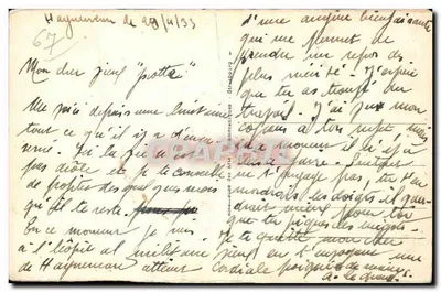 Bilhete postal antigo Haguenau Escola de Garçons — Verso