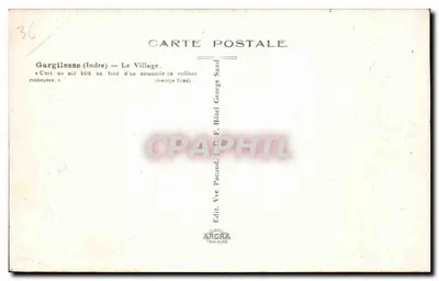 Gargilesse (Indre) — A Vista do Village — Vve Pacaud, Toulouse — Verso
