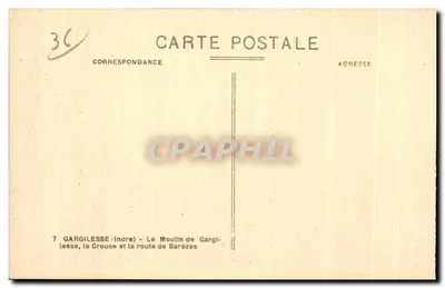 Gargilesse (Indre) — Młyn w Gargilesse, rzeka Creuse i droga do Barazes — Durance — Rewers