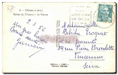 Ruínas do Castelo - La Vienne — editor Caby, n°4 — Verso