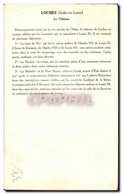 Loches (Indre-et-Loire) — O Castelo — Coleção da Solution Pautaubege, 1ª Série — Verso