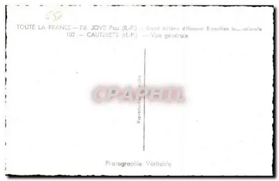 Cauterets — Algemene uitzicht — Ed. JOVE Pau (B.P.) — Achterkant