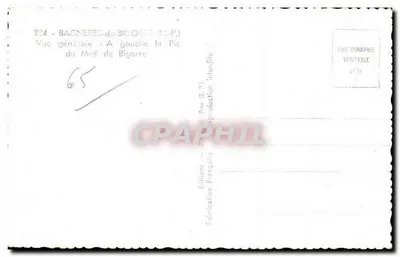 Bagnères-de-Bigorre — Vista geral — À esquerda o Pic de Bigorre — Edições Francesas — Verso