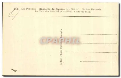 Bagnères-de-Bigorre — A Torre dos Jacobinos — Edição Quinam Lourdes — Verso