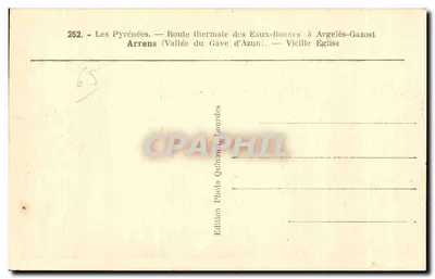Argelès-Gazost — Velha Igreja — Edição Fotográfica Quinaut Lourdes — Verso
