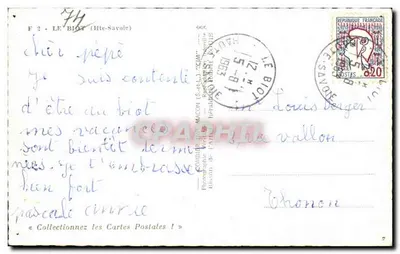 Stara pocztówka Le Biot Hte Savoie — Rewers