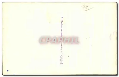 Paisagem alpina — chalé e montanha nevada — P. Meillon — Verso
