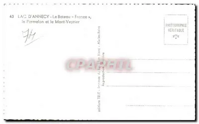 Jezioro Annecy — Statek « France » — Wydawnictwo TÉLÉ — Rewers
