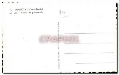 Annecey — Jezioro — Powrót z wycieczki — Wydawnictwo Globe, Paryż — Rewers
