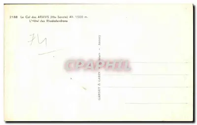 Het Col des Aravis — Hotel des Rhododendrons — Bazar Boniface — Uitgever Gil — Achterkant