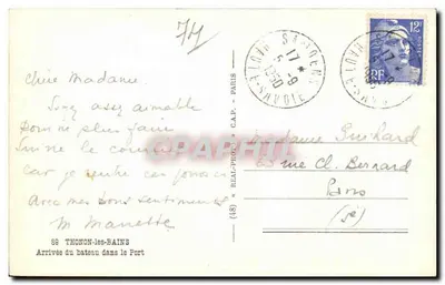 Chegada do navio ao porto — Thonon-les-Bains — editor C.A.P. n° (48) — Verso