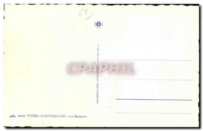 Tańczący folklorystycznie w Auvergne — La Bourrée — Wydawca: Types d'Auvergne, Paryż-Strasburg — Rewers