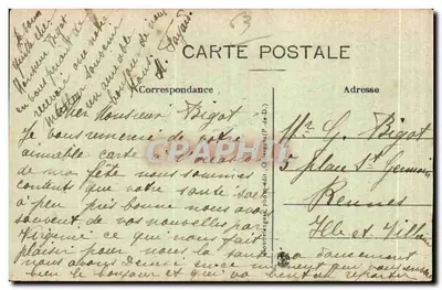 A Auvergne — cena de casal em traje tradicional — G. d'O. n° 1032 — Verso