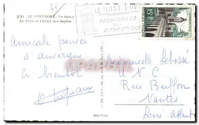 Le Mont-Dore - O Parque e o Hotel dos Pinheiros — editor C.A.P. Réal-Photo — Verso