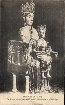 Bilhete postal antigo Orcival A Estátua Milagrosa Coroada em 3 de Maio de 1894