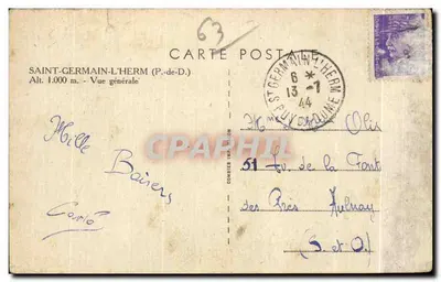 Stara pocztówka Saint Germain L Herm Widok ogólny — Rewers