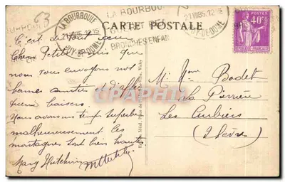 La Bourboule — As Cariatides, Hotel das Postas e a Dordogne — Ideal, n° 3037 — Verso