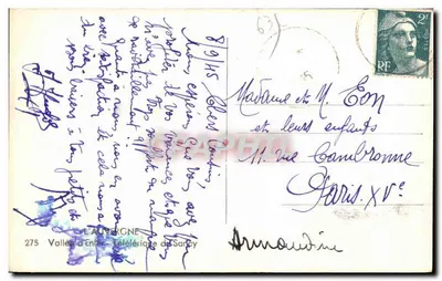 Vale da Enter - Teleférico de Sancy — A Auvergne, editor G.d'O, n°275 — Verso