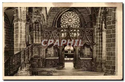 Interior da Igreja de Litz — tribuna e púlpito — Coleção Villard, Quimper